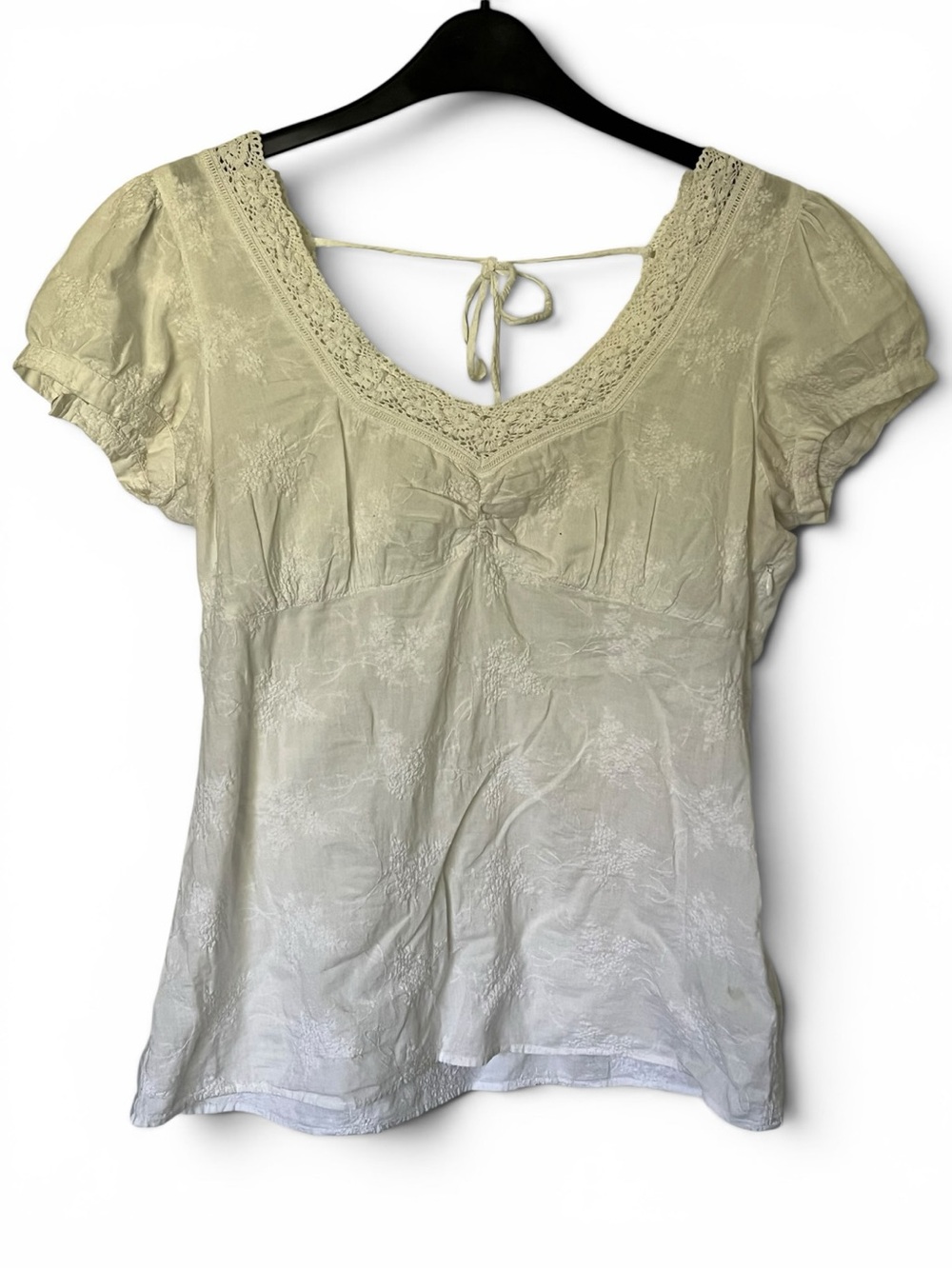 Smart Set Y2K Cottagecore Embroidered Cotton Peasant Blouse Small